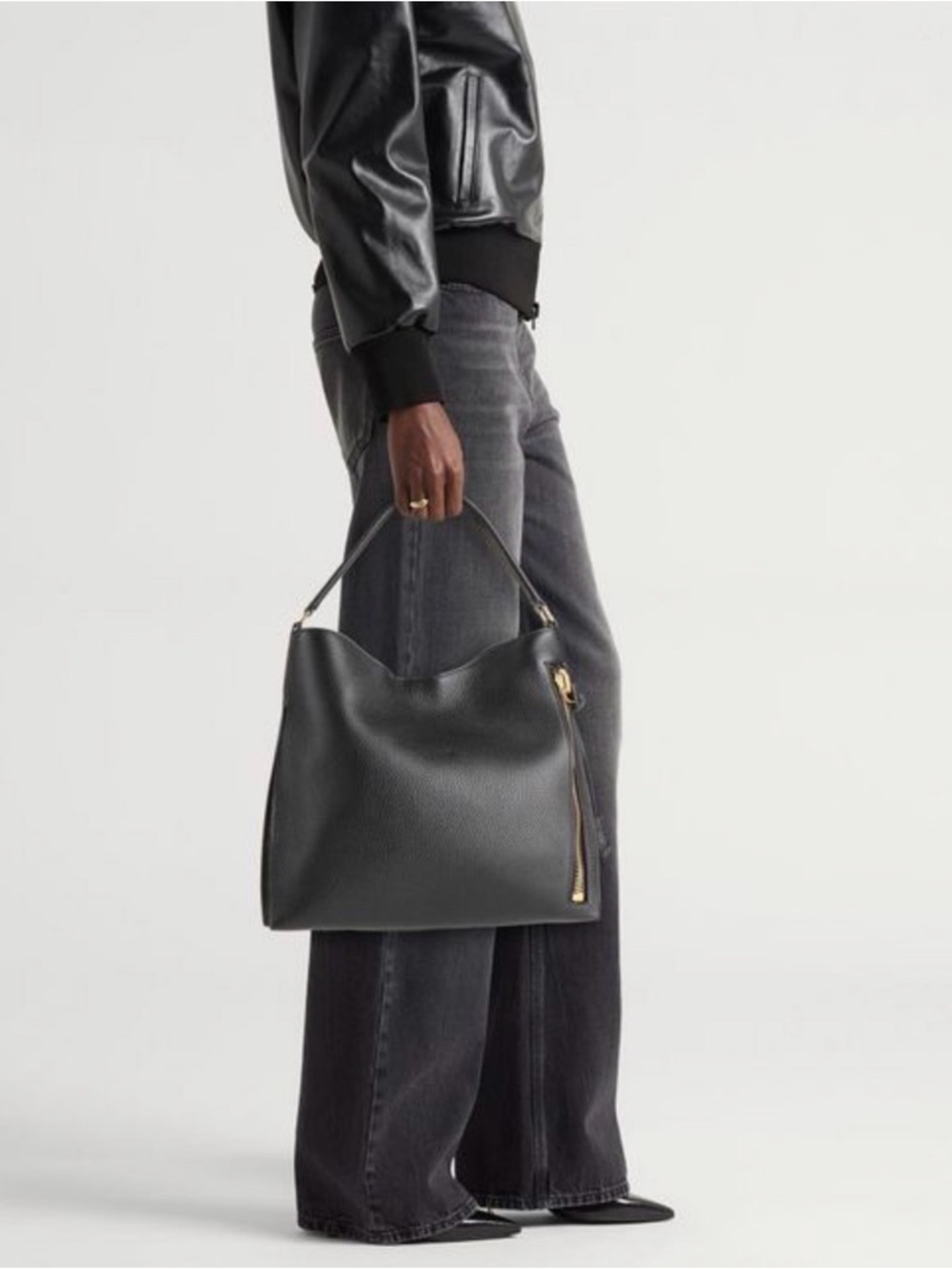 Tom Ford Black Leather Tote Bag